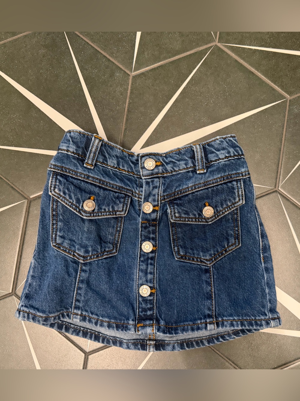 Zara Dark Blue Denim Skirt with Button Front